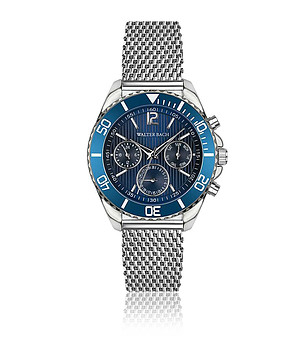 Мъжки часовник в сребристо и синьо снимка