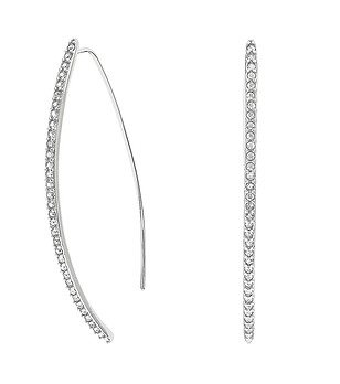 Дамски sребристи обеци с бели кристали Swarovski снимка