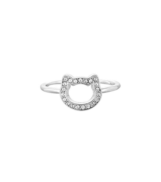 Дамски сребрист пръстен коте с кристали Swarovski снимка