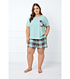 Памучна дамска лятна пижама в сиво и мента Sandra-2 снимка