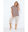 Памучна дамска пижама в мока и екрю Solita-0 снимка