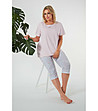 Дамска памучна пижама в светлорозово с клин с принт Tacoma-4 снимка
