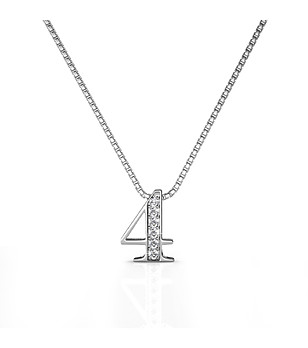Позлатено дамско колие с цифрата 4 с кристали Swarovski снимка