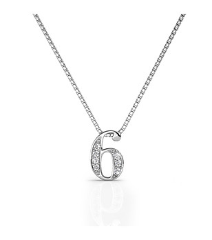 Позлатено дамско колие с цифрата 6 с кристали Swarovski снимка
