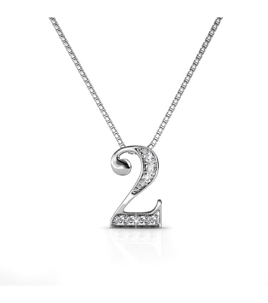Позлатено дамско колие с цифрата 2 с кристали Swarovski снимка