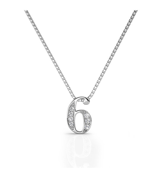 Позлатено дамско колие с цифрата 6 с кристали Swarovski снимка