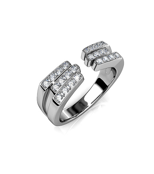 Сребрист дамски пръстен Karrissa с кристали Swarovski размер L снимка