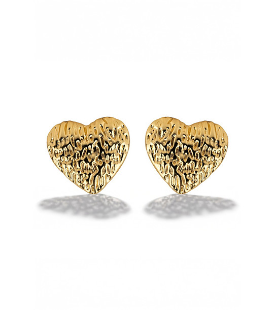 Дамски обеци сърца със златно покритие снимка