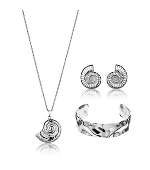 Сребрист сет от гривна, колие и обеци AquaNest снимка