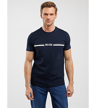 Памучна мъжка тениска в тъмносиньо Lexor снимка