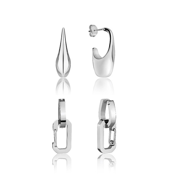 Комплект от 2 чифта обеци в сребристо Iris снимка