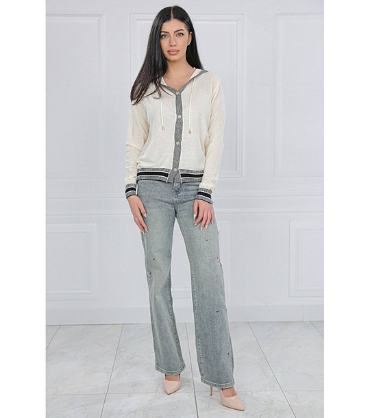 Дамска жилетка в цвят крем и сиво снимка