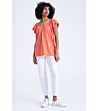 Дамска блуза в цвят корал с високо съдържание на памук-2 снимка