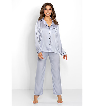 Дамска пижама в сив нюанс със сатениран ефект Classic Look Silver снимка
