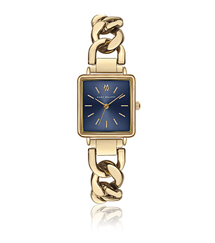 Дамски часовник в златисто с тъмносин циферблат снимка