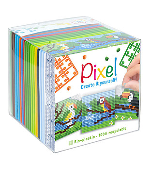 Комплект от 3 мозайки с пиксели Classic, Pixelhobby, Куб - Тропически птици снимка