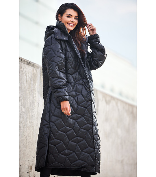 Дълго черно дамско яке Coat снимка