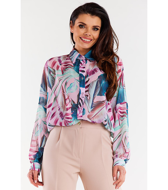 Многоцветна дамска риза в синьо и розово Luise снимка