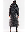 Дълго черно дамско яке Coat-3 снимка