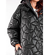 Дълго черно дамско яке Coat-4 снимка