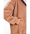 Бежов oversize памучен дамски суитшърт -4 снимка