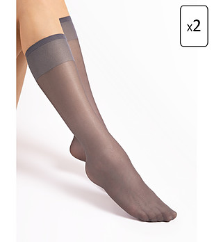 Комплект от 2 броя сиви дамски чорапи до коляното  снимка