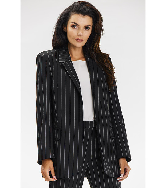 Черно дамско сако на райе Evelyn снимка