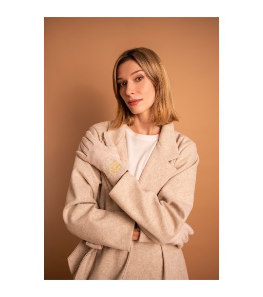 Дамски светлобежови ръкавици Marcia снимка