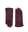 Дамски тъмночервени кожени подплатени ръкавици-0 снимка