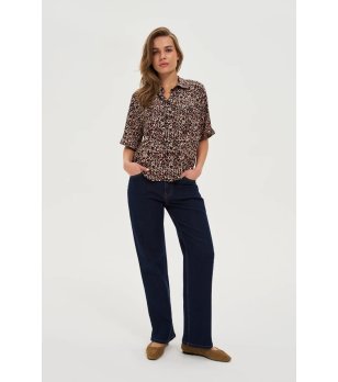 Дамски тъмносини дънки с памук снимка