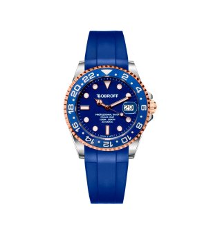 Син водоустойчив часовник със светещ в тъмното циферблат снимка