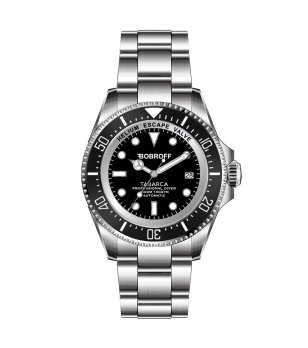 Мъжки автоматичен часовник в сребристо черно снимка