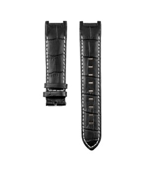 Мъжка черна кожена каишка за часовник снимка