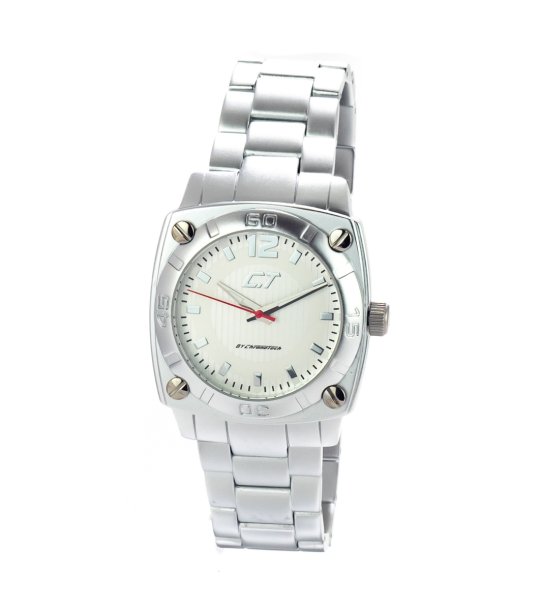 Мъжки сребрист часовник с бял циферблат снимка