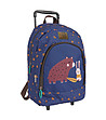 Тъмносиня раница на колелца - Detachable trolley and backpack - Adjustable padded shoulder straps - Ecologic material - Bear and rabbit-0 снимка