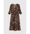 Кафява рокля с черен принт-4 снимка