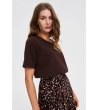 Дамска кафява памучна тениска-2 снимка