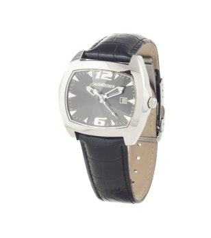 Кварцов унисекс часовник с черна кожена каишка снимка