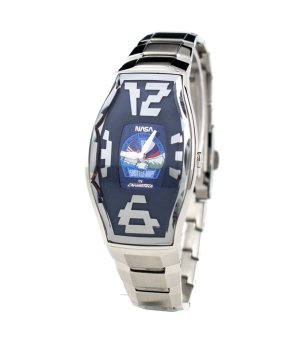 Аналогов унисекс часовник в сребристо и тъмносиньо снимка