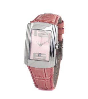 Аналогов часовник с правоъгълен дисплей и каишка в червено снимка