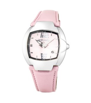 Аналогов мъжки часовник с розова кожена каишка снимка