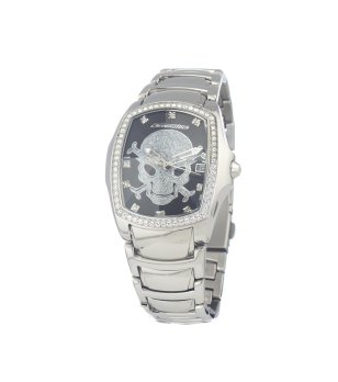 Сребрист унисекс  часовник с череп снимка