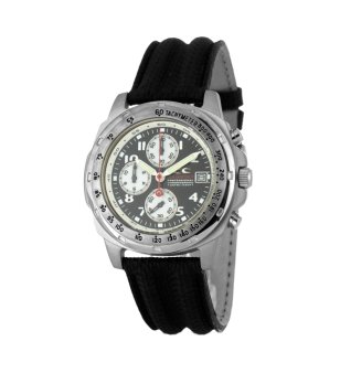 Унисекс часовник хронограф с каишка от естествена кожа снимка