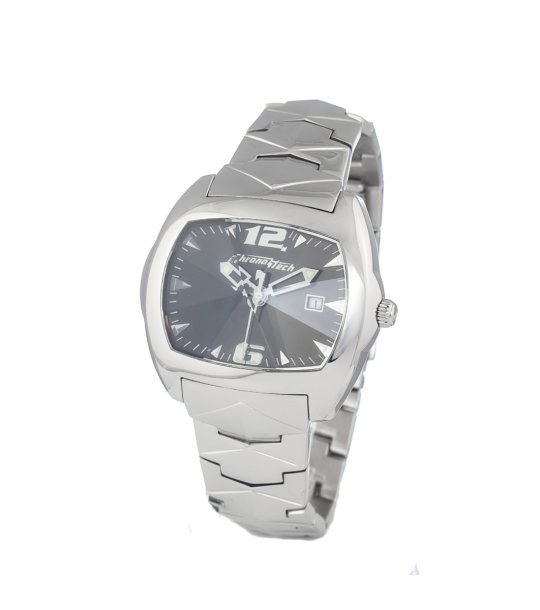 Мъжки  сребрист часовник  с верижка снимка