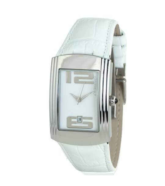 Аналогов  сребристчасовник с бяла кожена каишка снимка