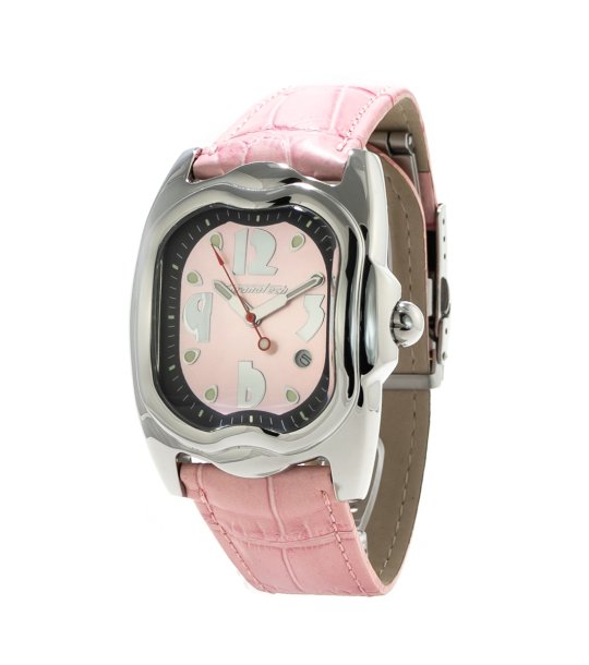 Аналогов часовник с кожена каишка в розово снимка