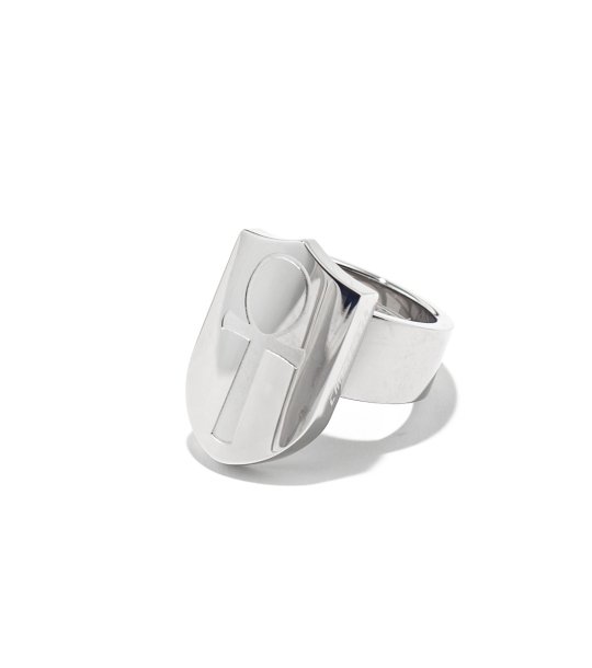 Дамски сребрист пръстен с релефен символ размер 13 снимка