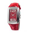 Унисекс кварцов часовник в червено и сребристо с правоъгълен дисплей-0 снимка