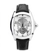 Мъжки часовник в сребристо и черно с череп-0 снимка