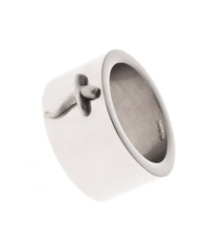 Унисекс сребрист пръстен с декорация снимка